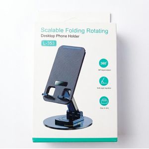 L-353 360° Rotating Scalable Folding Desktop Phone & Tablet Stand – Black