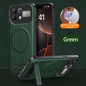Infinix Note 60 Pro High Quality MAGSAFE, Wireless Charging luxury leather Case With Kick-Stand - Green 