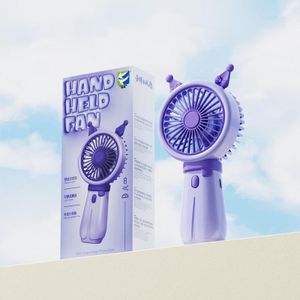 Portable Handheld Mini Fan – Cute Cartoon Rechargeable Personal Cooling Fan for Kids & Travel Use (Mouve)
