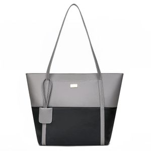 Ladies PU Leather Handbag - Black & Gray