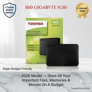 Toshiba 160GB - External Hard Disk Drive Expansion - 3.0 Interface - Black