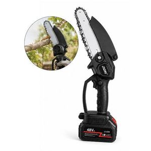 48V Cordless Electric Chainsaw - Rechargeable Handheld Wood Cutter with 6000mAh Battery, Adjustable Speed & One-Hand Operation