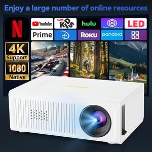Portable HD 1080p projector, 100-inch large-screen home theater video projector