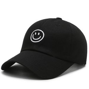 Smiley Face Embroidered Black Baseball Cap – Casual Adjustable Sun Hat for Men & Women