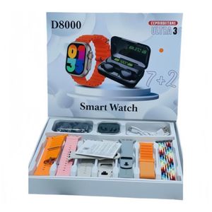 Smartwatch Ultra 3 Smart Watch 7 in 1 Set with Wireless Earbuds Multiple Straps Fitness Tracker Bluetooth Call Smart watch - Multicolor