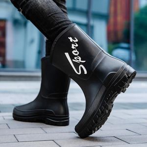 Men's mid-tube waterproof rubber rain boots, suitable for kitchen, car washing, non-slip water boots, fishing and work