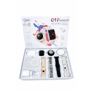 D17 Series 10 Smartwatch Combo Come with Bluetooth Speaker + Wireless PowerBank + Air pod + Charger + Charging Cable + 4 Beautiful Straps