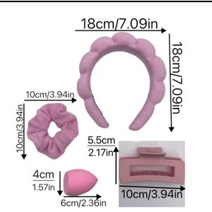 Ba Multi famous square claw cloud towel fabric headband set macaron colour elastic scrunchies makeup sponge 