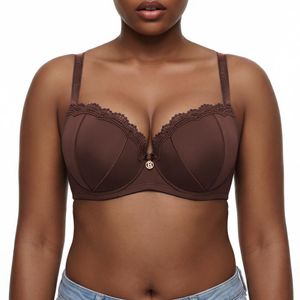 Binnys Budget-friendly Dark Brown Bra,Non-Removable, No More Shifting Breast Pads, Adjustable Straps, Fixed Cup, Water-Soluble Trim, Commuting Women's Bra 