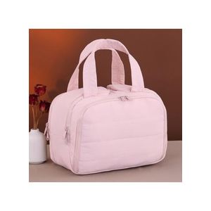 Multifunctional Large Capacity Makeup Bag Travel Toiletry Organizer Portable Cosmetic Storage Bag (W29 x D16 x H20)cm / (W11.4 x D6.3 x H7.9)inch - Pink