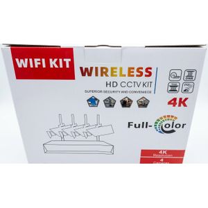  4K Wireless HD CCTV Security Camera System Kit – 4-Channel NVR Station with 4 Outdoor Full Color Night Vision Bullet Cameras, Power Adapters & USB Mouse