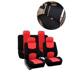 9 Pcs Fabric Universal Car Seats & Headrest Protective Covers Full Set - Red