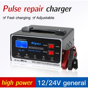 Yaticrab 12V/24V Intelligent Pulse Repair Battery Charger, Metal Body, LCD Display, Fast Charging For Car Motorcycle Lead-Acid Battery