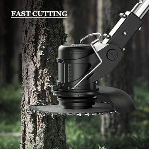 Weed Eater Cordless Brush Cutter Lithium Battery Mower with 3 Kinds of Blades Adjustable Head for Garden Grass - Black