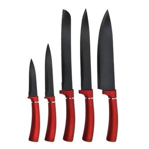 Others 5-Piece Kitchen Knife Cutting Tools Set – Black/Red
