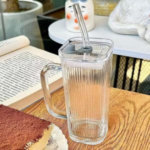 Summer Glass Cup With Glass Straw -  250 ml