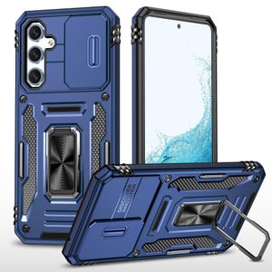 Baseus Phone Case, Compatible With Samsung Galaxy A05S Phone, Slide Window Lens Protection with Magnetic Stand Ring - Blue 
