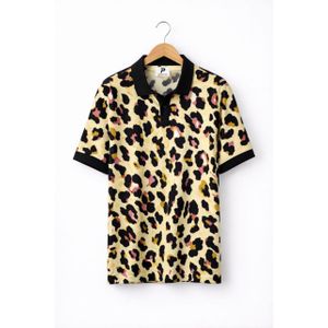 Leopard Print Short Sleeve Polo Shirt