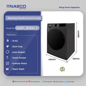Nasco 10Kg Front-Load Automatic Washing Machine -  Black