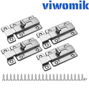 viwomik 4 Pack 2 Inch 304 Stainless Steel Double Head Slide Bolt Latch, Flip Edge Heavy Duty Door Security Latch with Mounting Screws for Bathroom Shed Cabinet Gate