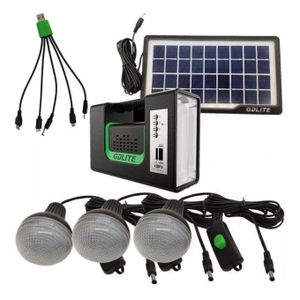 Solar lighting kit with Radio and USB port -9V 3-7Watts -black