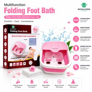 Foldable Foot Spa Massager Tub with Heat, Bubble Massage & Rollers – Portable Folding Foot Bath Basin Pink