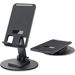 Universal Metal Desktop Stand - 360° Rotatable & Foldable Phone/Tablet Holder - Black