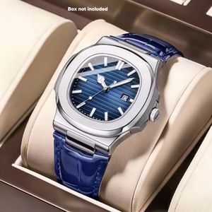 Shaarms Men's Modern Analog Watch with Quartz Movement,blue 