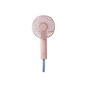 1200mAh Rotating Pocket Fan with 3 Speeds, USB Rechargeable Handheld Design, 180° Adjustable Cooling & Charging Lanyard - Pink