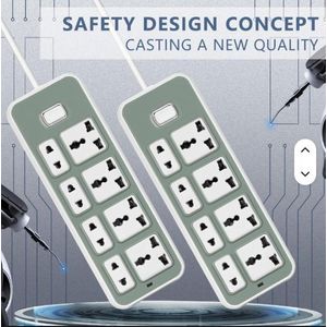 Powerful Multi Extension Universal Electrical Power Strip 8 Ways Socket - Grey