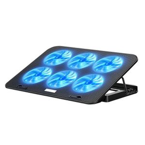 TodyJeyHo Laptop Cooling Pad, 6 Cooling Fans, Cooling Pad for Laptop Fan 13-15.6 Inch, Laptop Cooler Stand with 5 Height Adjustable, Notebook Cooler Pad with Two USB Port (Black)