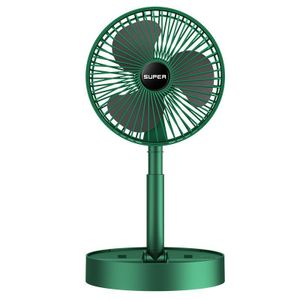 Folding and retractable charging fan for home, office, outdoor, portable USB charging - green