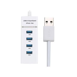 4-Port USB 3.0 High-Speed Data Hub Splitter for Laptops & PCs - White