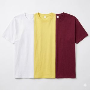 3-in-1 Premium T-Shirt Set - Wine Red/White/Yellow