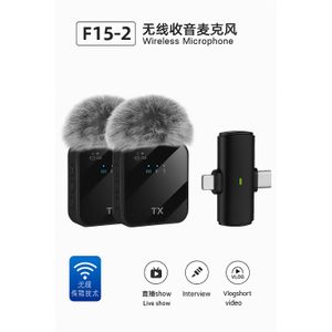 F15-2 Wireless Microphone – Dual Mic System for Phone, Vlog & Interview-Black
