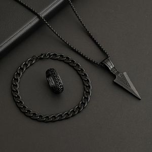 Arrow Jewelry Set Men And Women Hip Hop Chain Bracelet Ring Necklace 3pcs Set