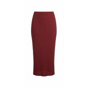 Burgundy Ribbed Knit Midi Skirt