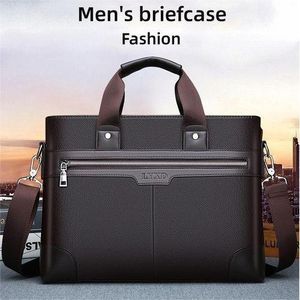 Gukbis Men's Business Briefcase, Diagonal Handbag, Shoulder Bag, Laptop Bag - Brown