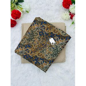 1* Plain and pattern fabrics set-Brown, multicolour.