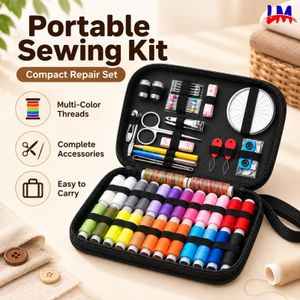 LM Complete Portable Sewing Kit Set with Threads, Needles, Scissors, Measuring Tape & Accessories for Home Travel DIY Clothing Repair-226pcs