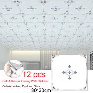 12-Piece Set - Self-Adhesive Ceiling Stickers - Waterproof and Oil-Resistant PVC Ceiling and Wall Stickers