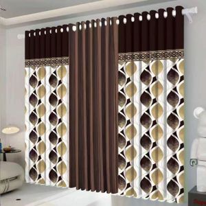 3 in 1 high quality curtain set ( blackout and sheer ) brown 