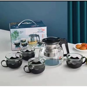 New  Glass Tea Set With Infuser -Heat Resistant - Gift Set- 5 Pieces 