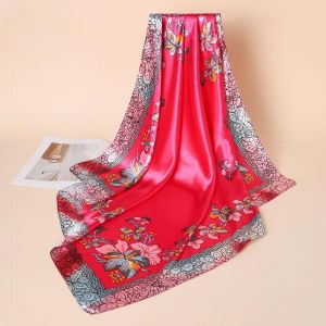 headwrap, hijab, head scarf, square scarf, hair scarf, women scarf, rose pink scarf, fashion accessory, ladies headwrap, 90x90 scarf