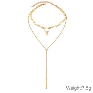 Simple Handmade Sequins Double-layer Chain - Gold