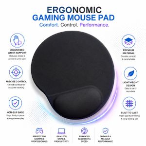 Ergonomic Gaming Mouse Pad with Wrist Support,  Non-Slip Base,  Large Smooth Surface for Optical, Mechanical & Trackball Mouse