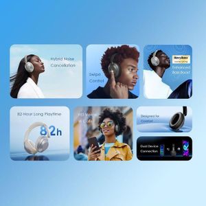 BoomPop Pro OHP-917 Wireless Headphones - Hybrid Noise Cancellation, 82-Hour Playtime