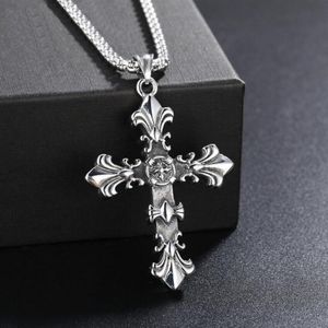 ASCENT Vintage Ornate Cross Pendant Necklace, Unisex Retro Stainless Steel Chain Jewelry, Gift For Men, Women, Daily Streetwear, Party & Birthday Present