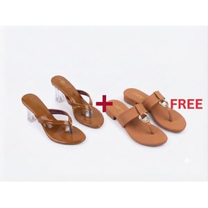 Elegant Ladies Slippers-Bown-Size37 + Free Slipper Gift