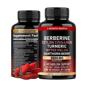 Berberine Complex Capsules – 8500mg Extract with Ceylon Cinnamon & Turmeric for Metabolic Support - 60 Counts